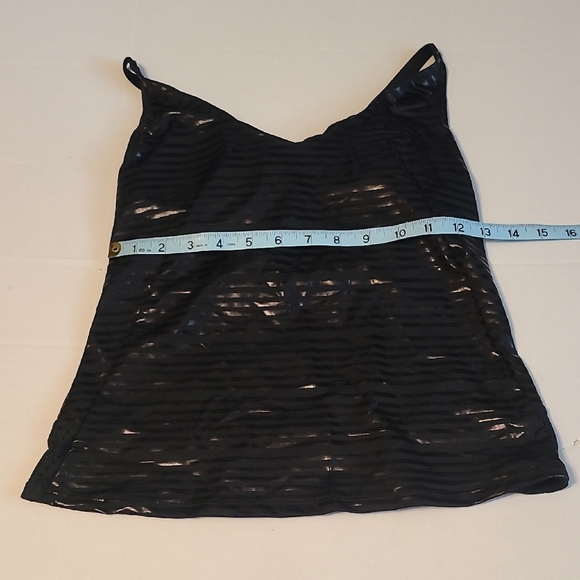 Nike Shiny Black Womens Swimsuit Top Striped Perforated NWT Small Adj Straps - Picture 6 of 11